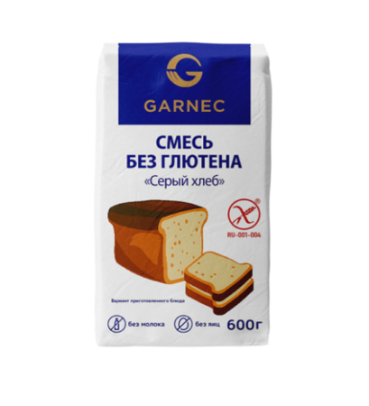 Смесь для приготовления хлеба "Серый  хлеб"  без глютена тм "Гарнец" 600 г