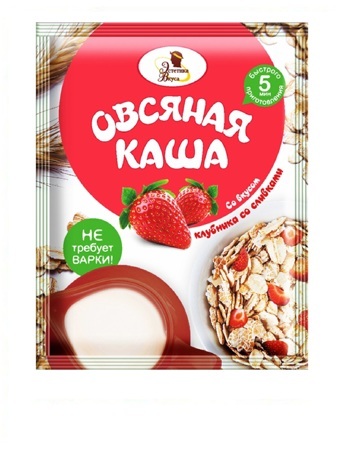 Каша  быстрого приготовления овсяная со вкусом Клубника со сливками "Эстетика вкуса" 40г